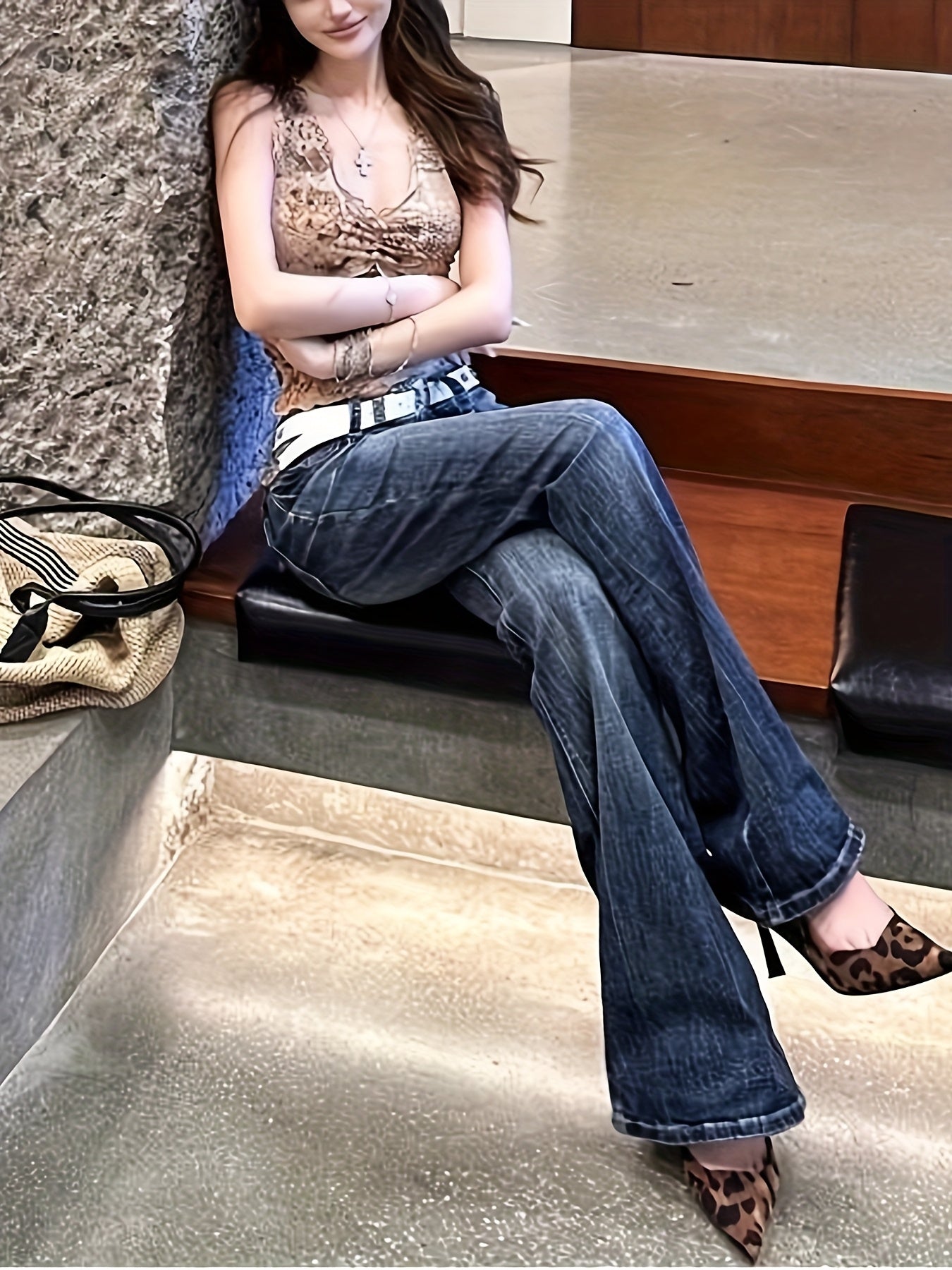 loose flared jeans - dresscoquette