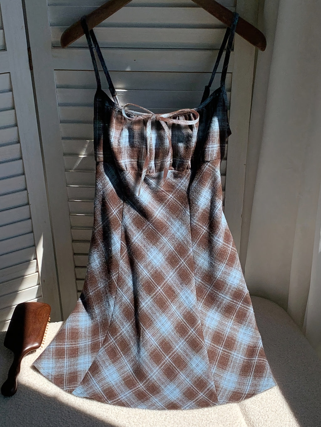 checkered spaghetti dress