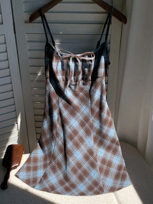 checkered spaghetti dress