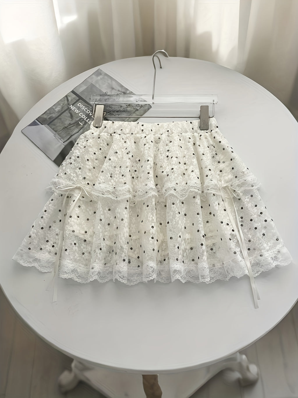 white polka dot skirt lace
