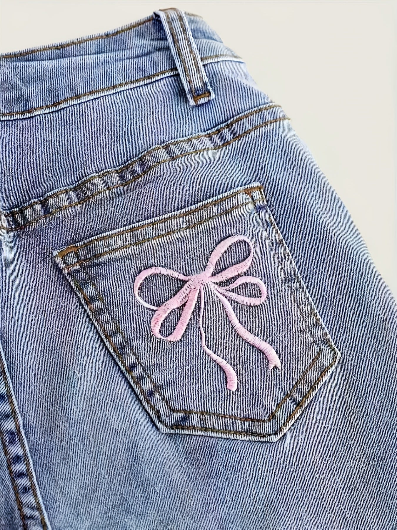 denim shorts bow tie backpocket