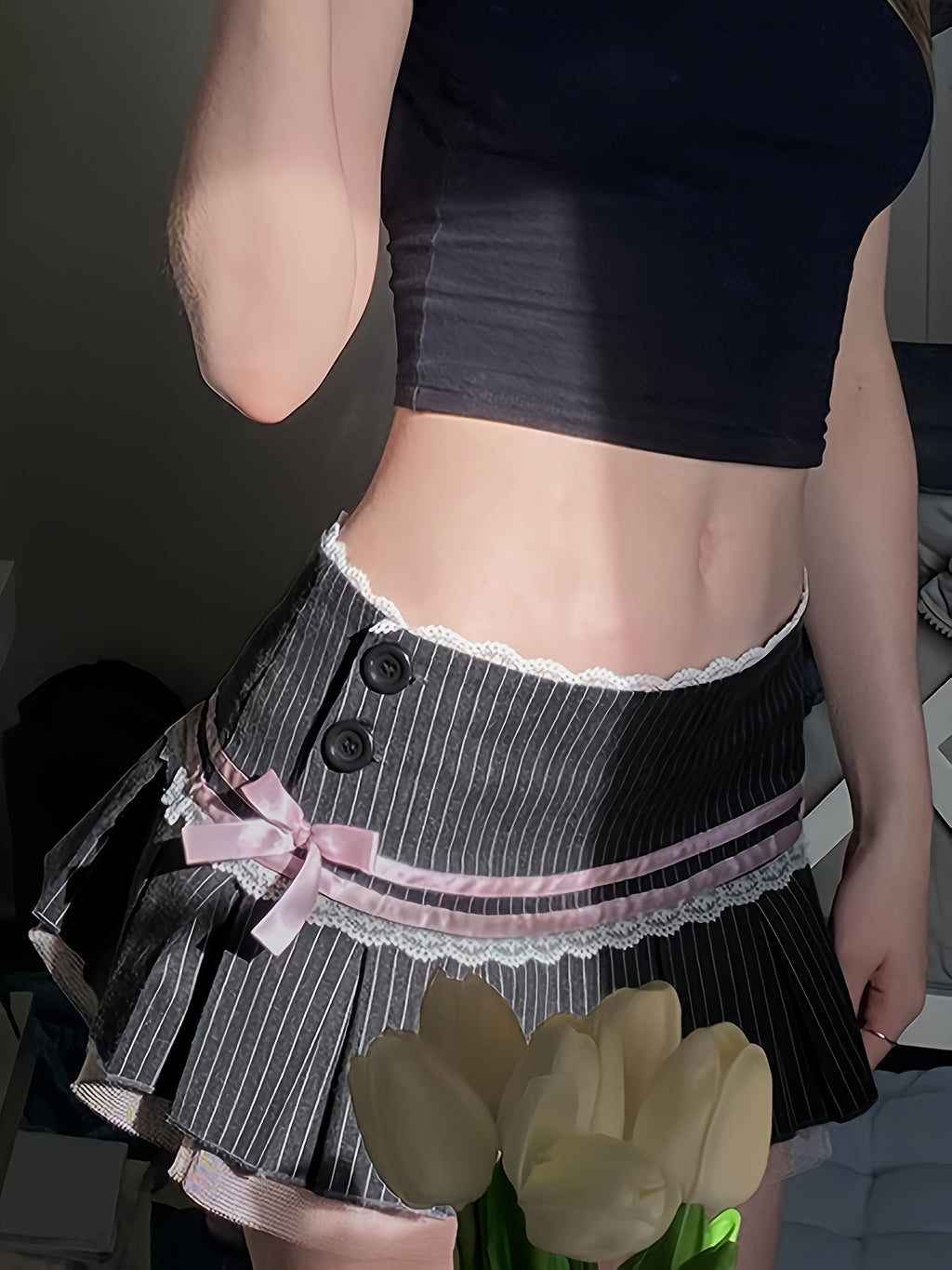 striped skirt bow tie