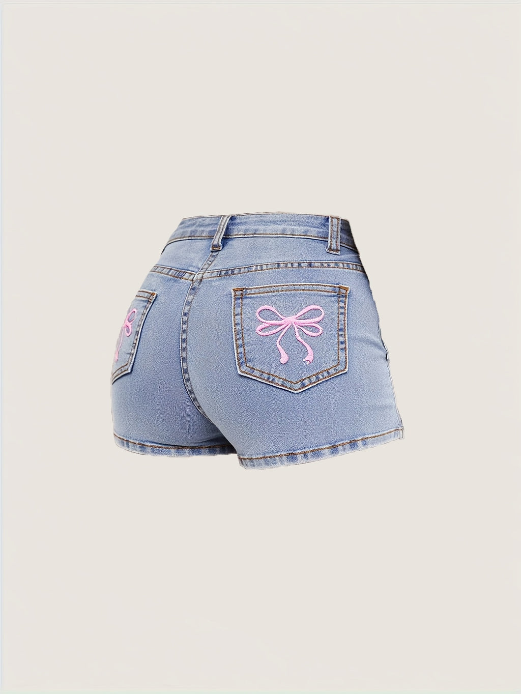 denim shorts bow tie backpocket
