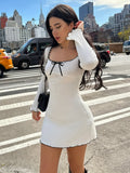 long sleeve dress bow tie - dresscoquette