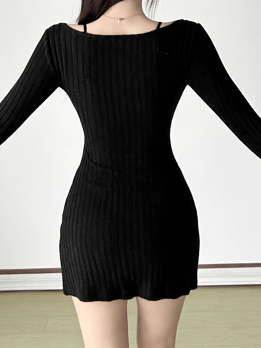 long sleeve knitted dress - dresscoquette