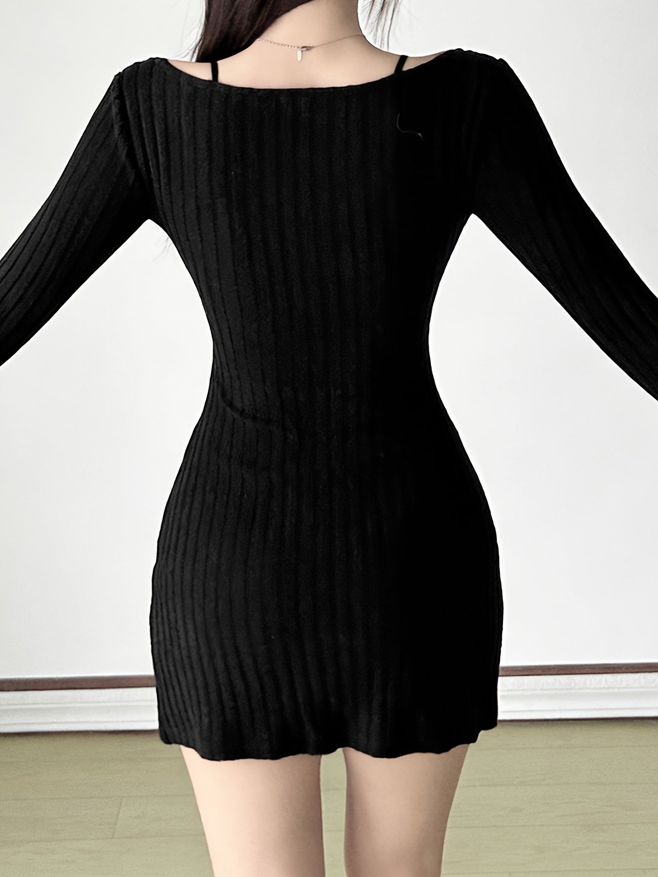 long sleeve knitted dress - dresscoquette