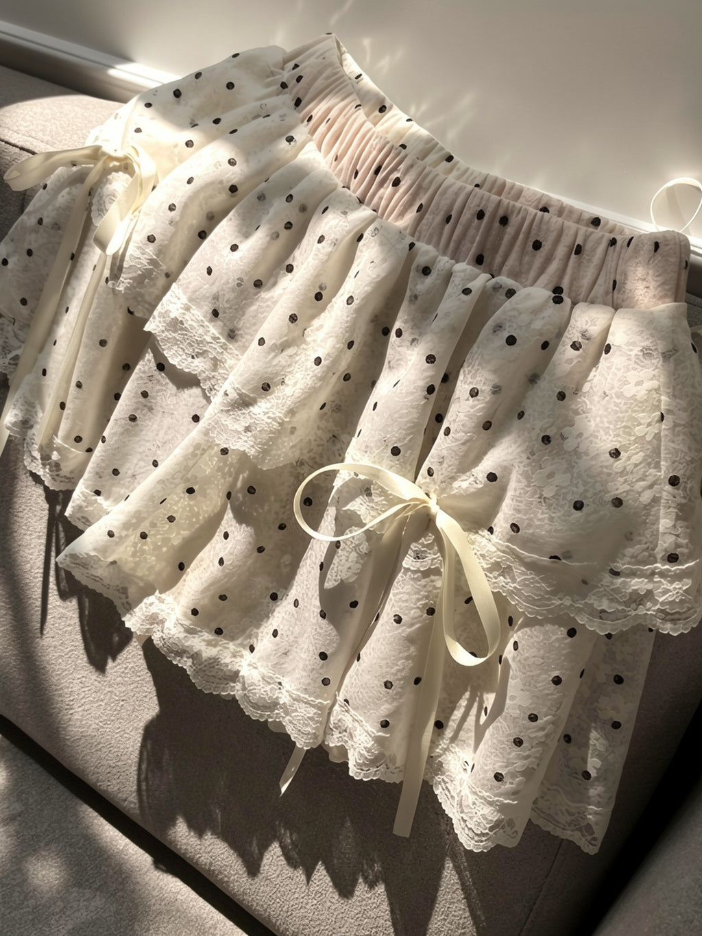 white polka dot skirt lace