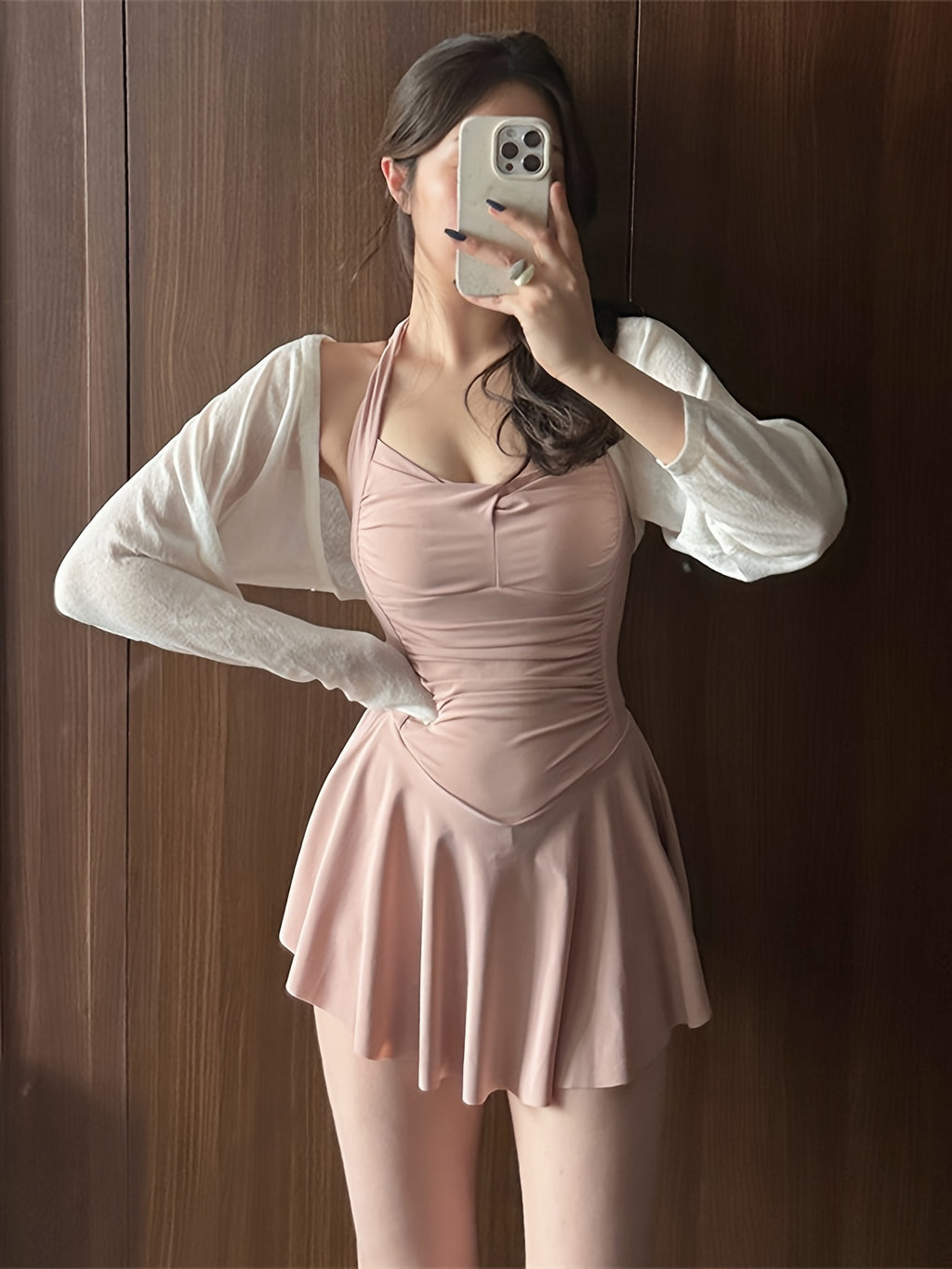 bow tie neckholder bathing suit dress