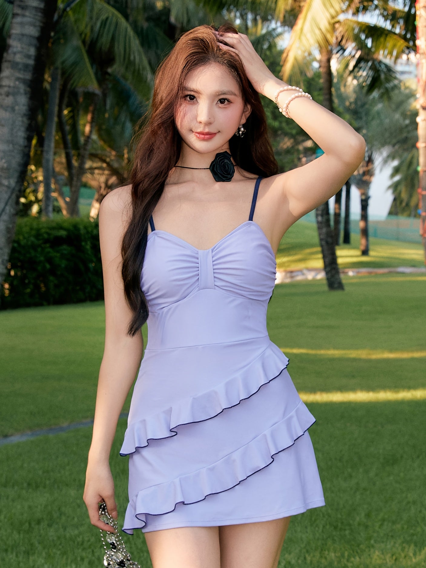 layered dress optic bathing suit
