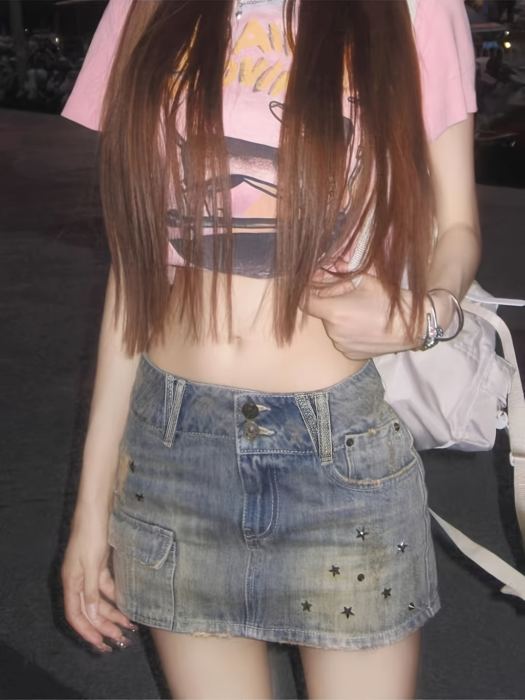 crested jeans skirt - dresscoquette