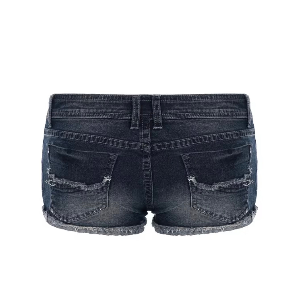 dark denim shorts