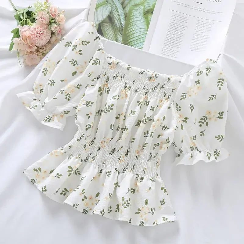 cropped flower blouse