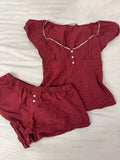puff up blouse and shorts set
