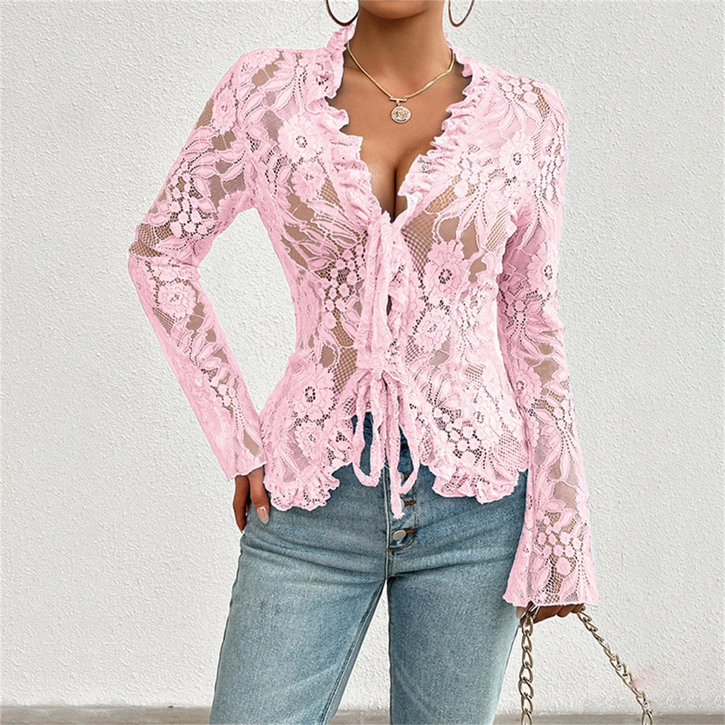 front tie lace shirt