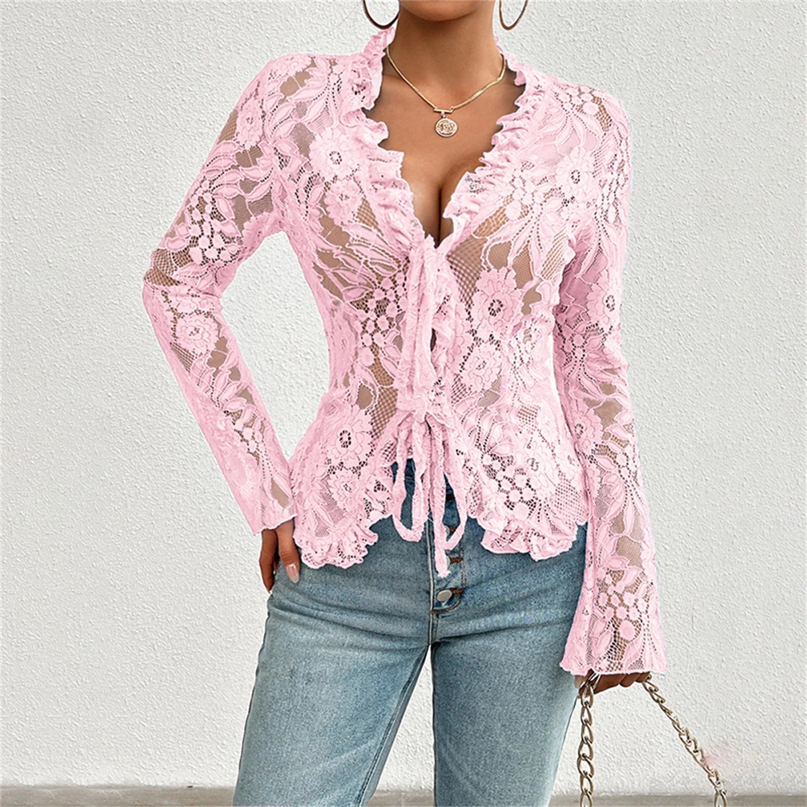 front tie lace shirt