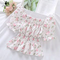 cropped flower blouse
