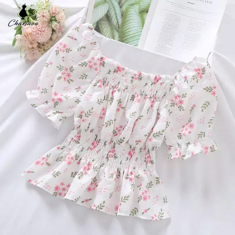 cropped flower blouse