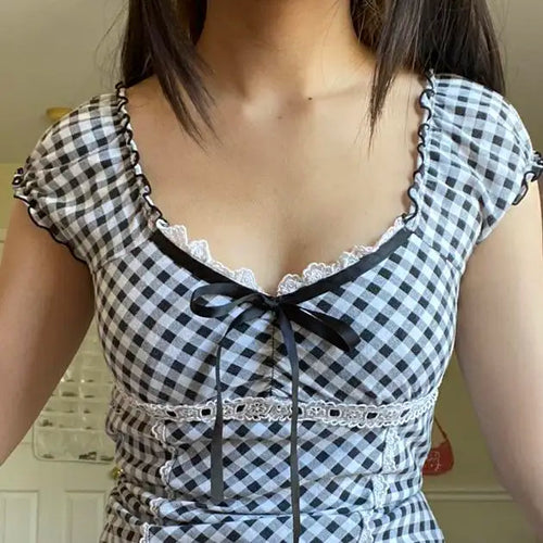 bow-tie square neck-shirt