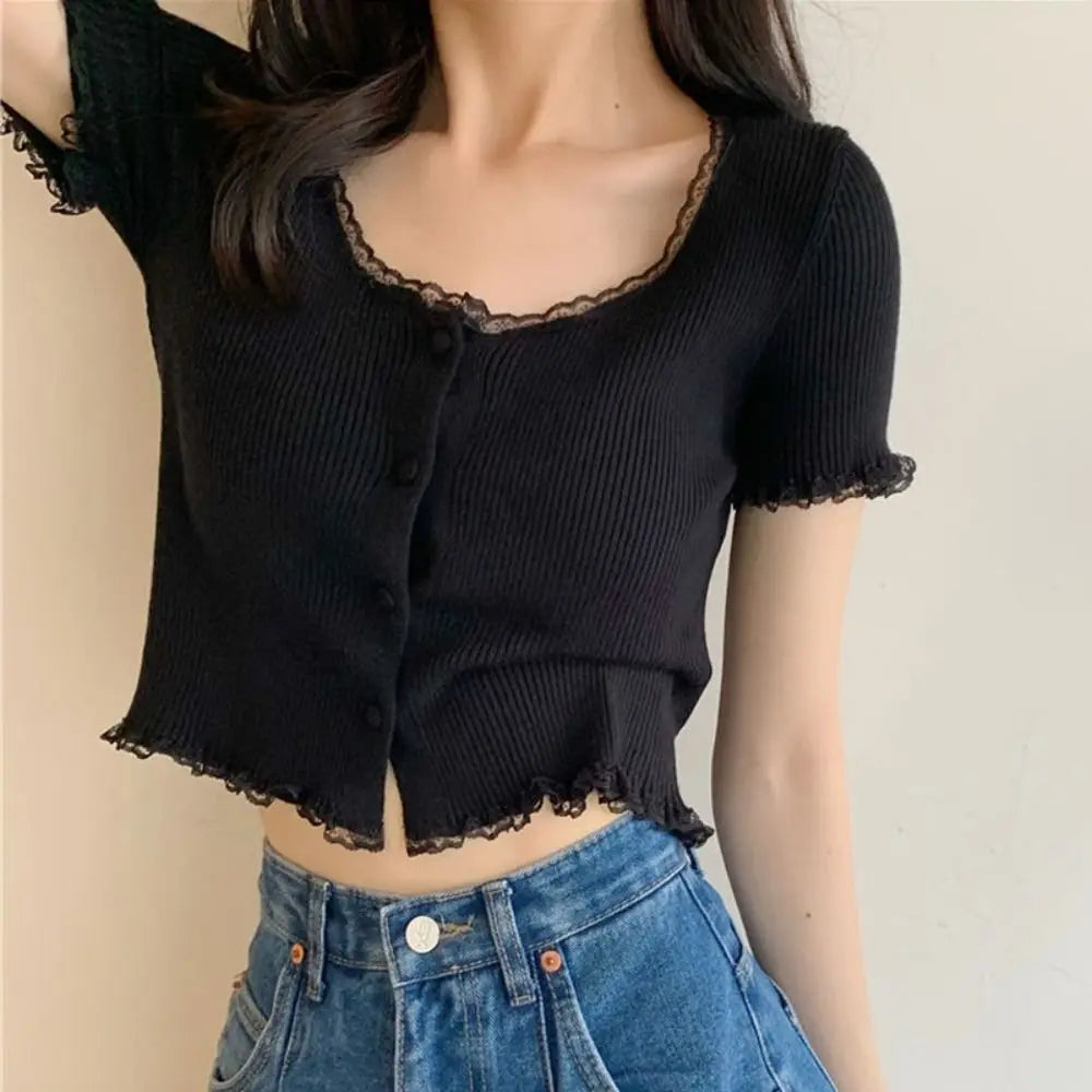 frilly button-up t-shirt