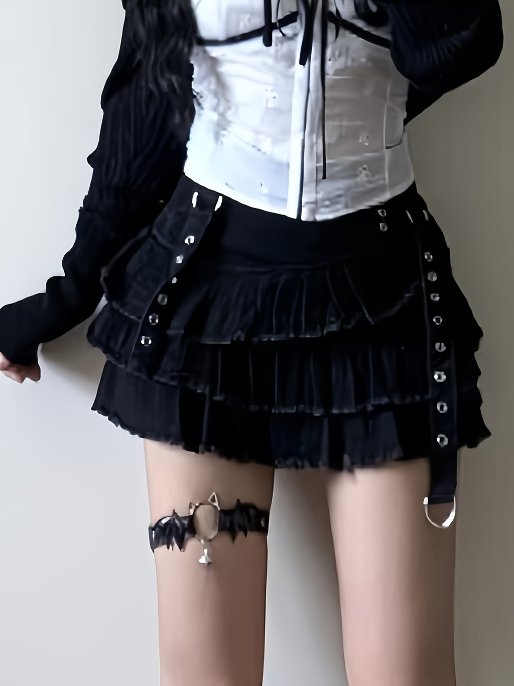 dark layered jeans skirt - dresscoquette