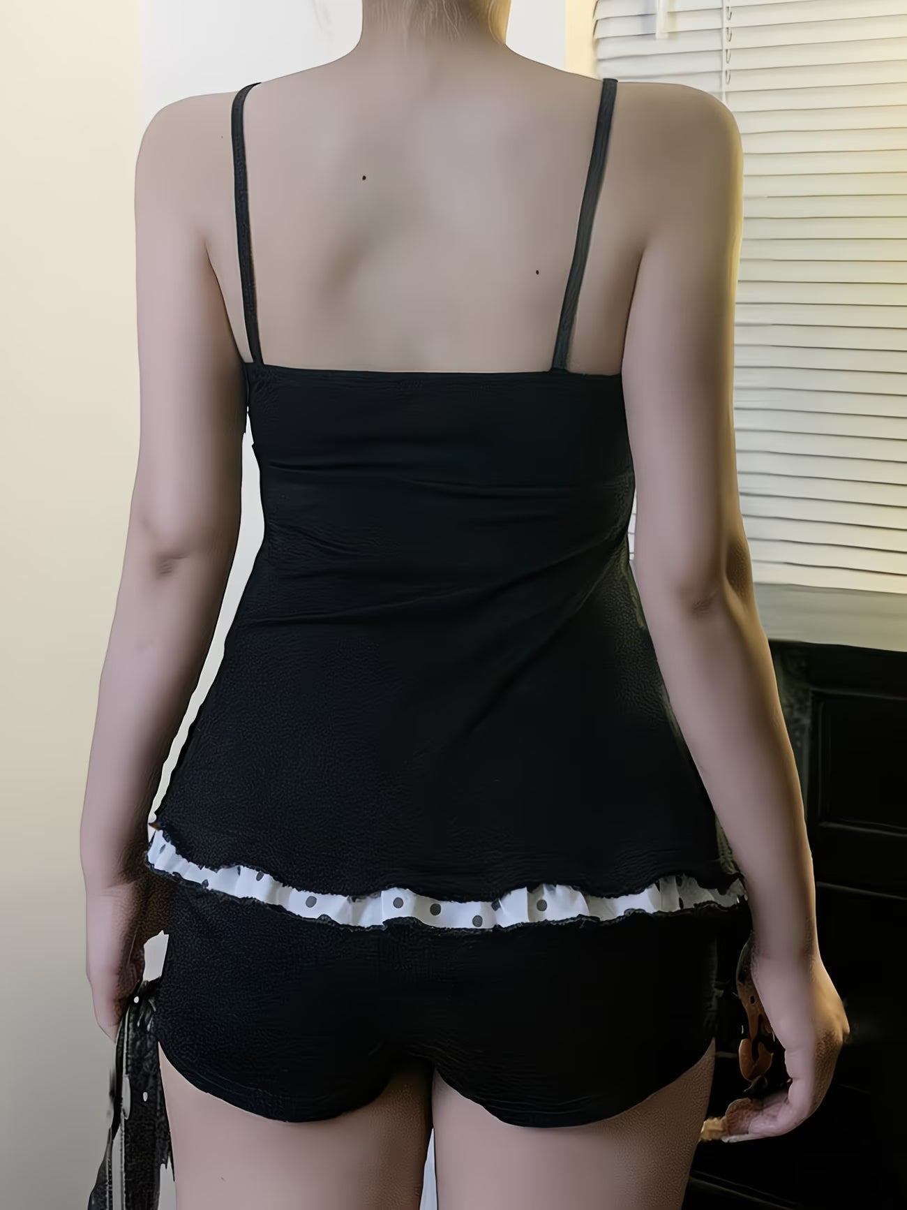 babydoll top polka dot lacing