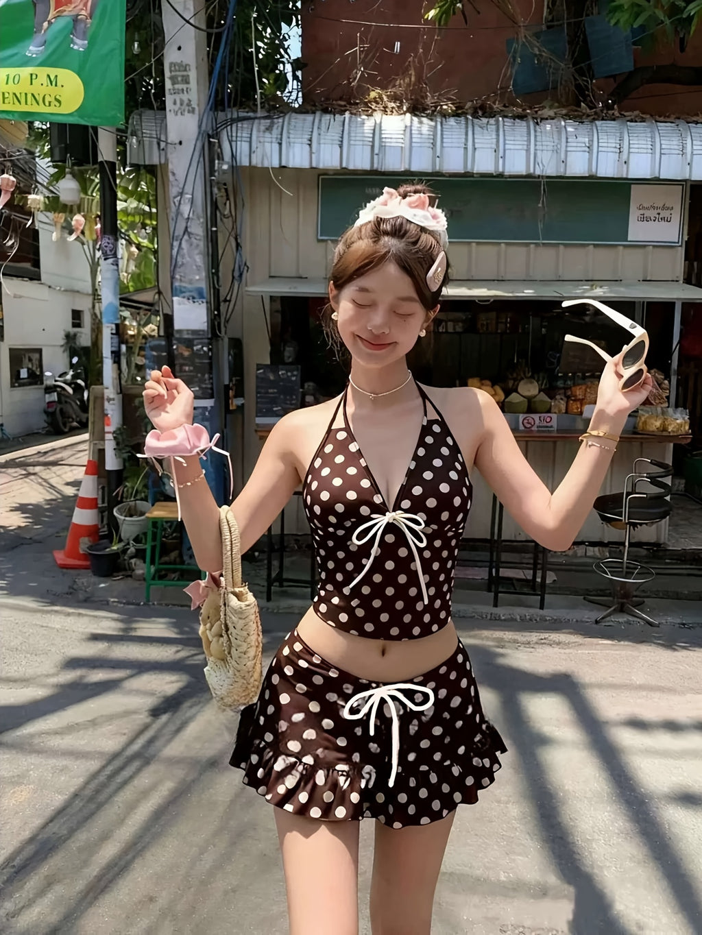 polka dot skirt bikini
