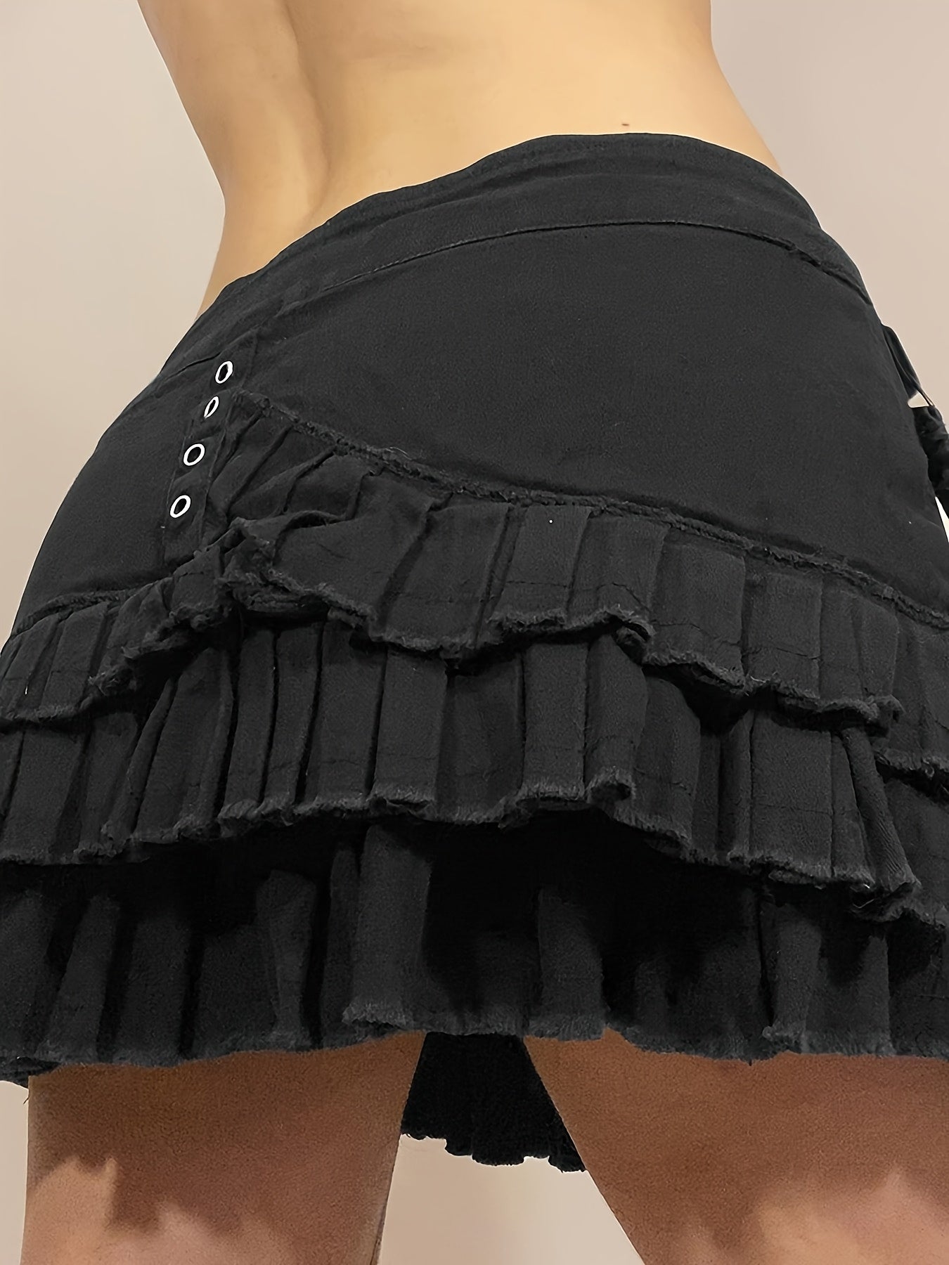 dark layered jeans skirt - dresscoquette