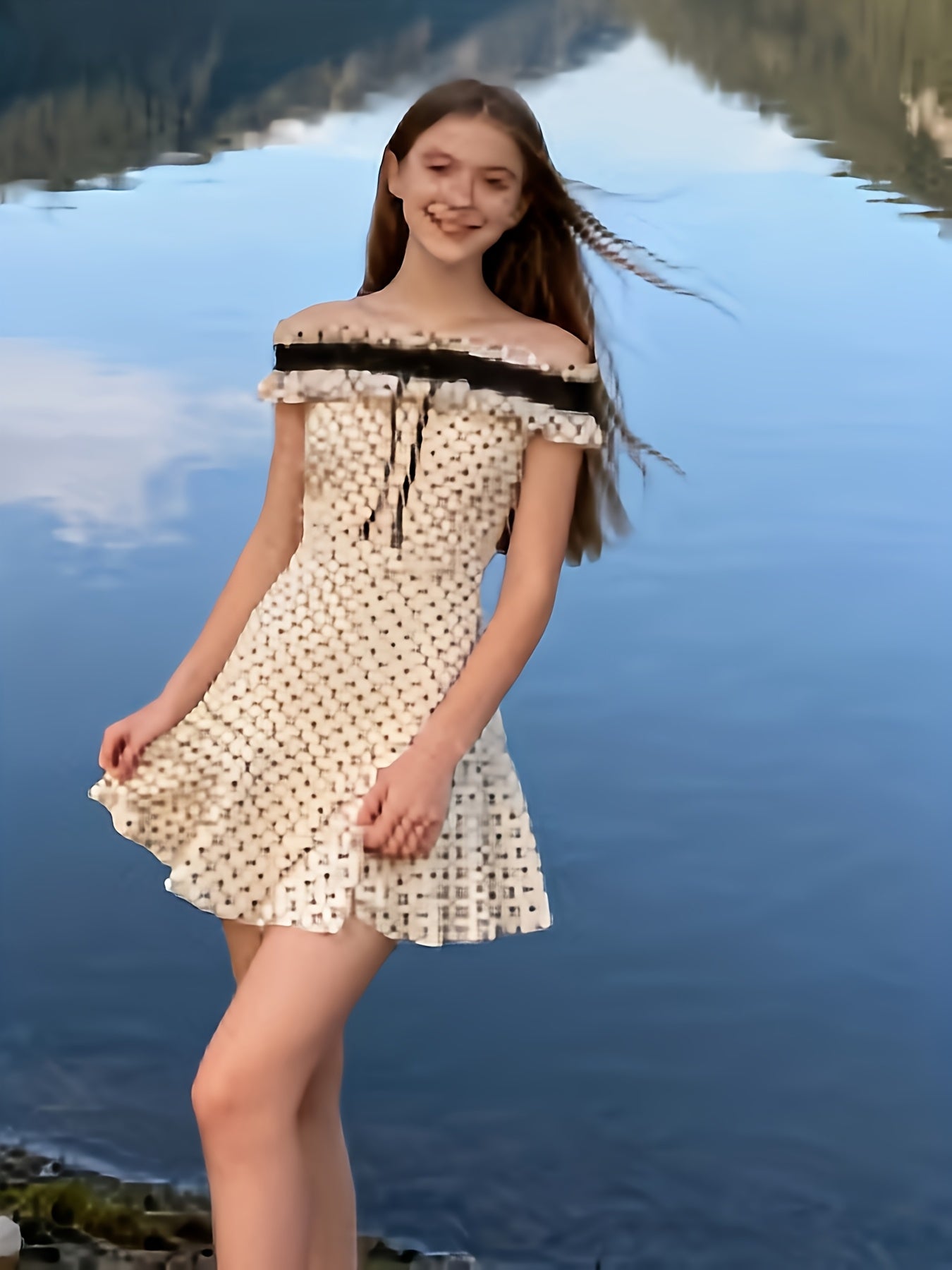 shoulderless lace dress - dresscoquette
