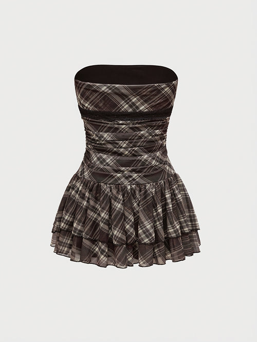 checkered mini dress, bow tie
