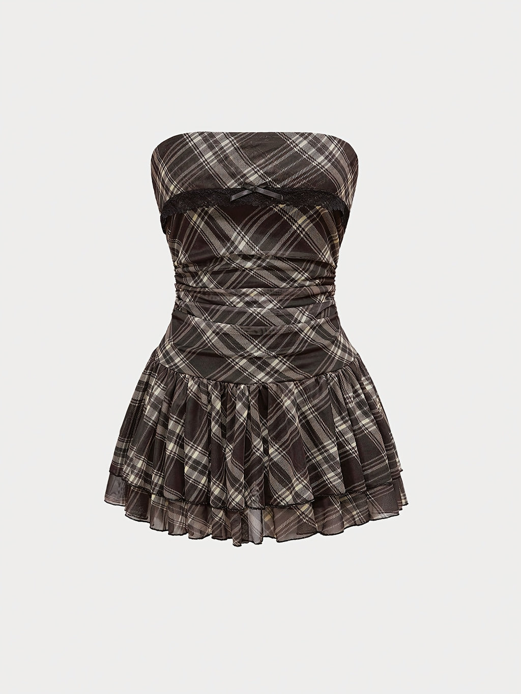 checkered mini dress, bow tie