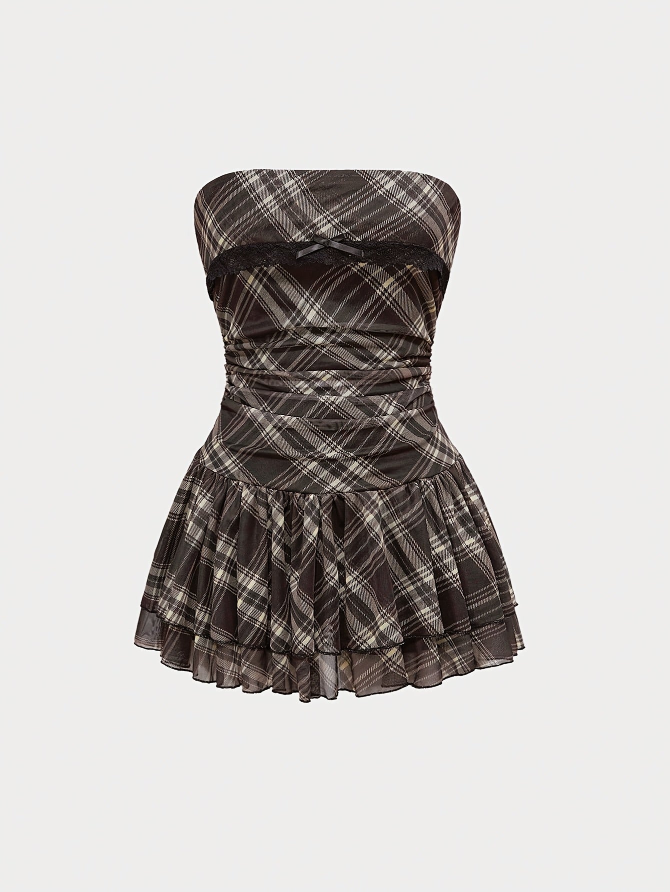 checkered mini dress, bow tie