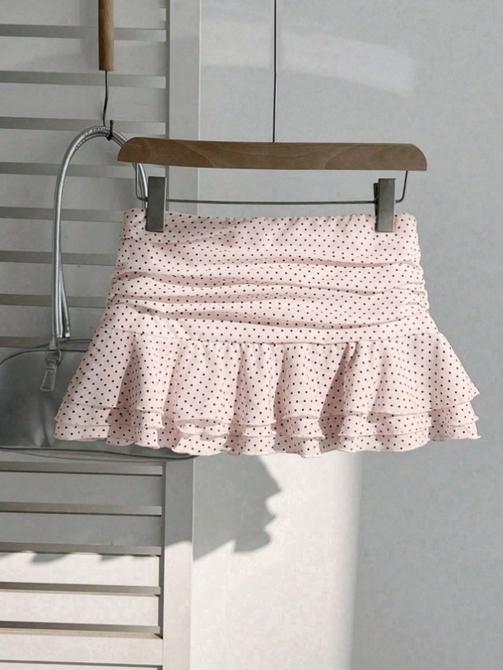pink microskirt polka dot