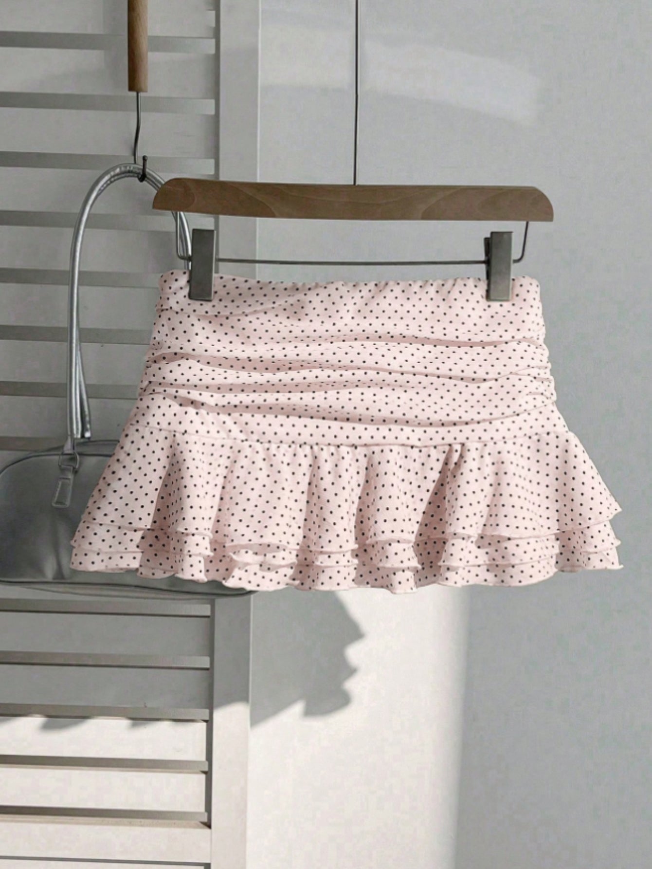 pink microskirt polka dot