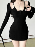 long sleeve knitted dress - dresscoquette