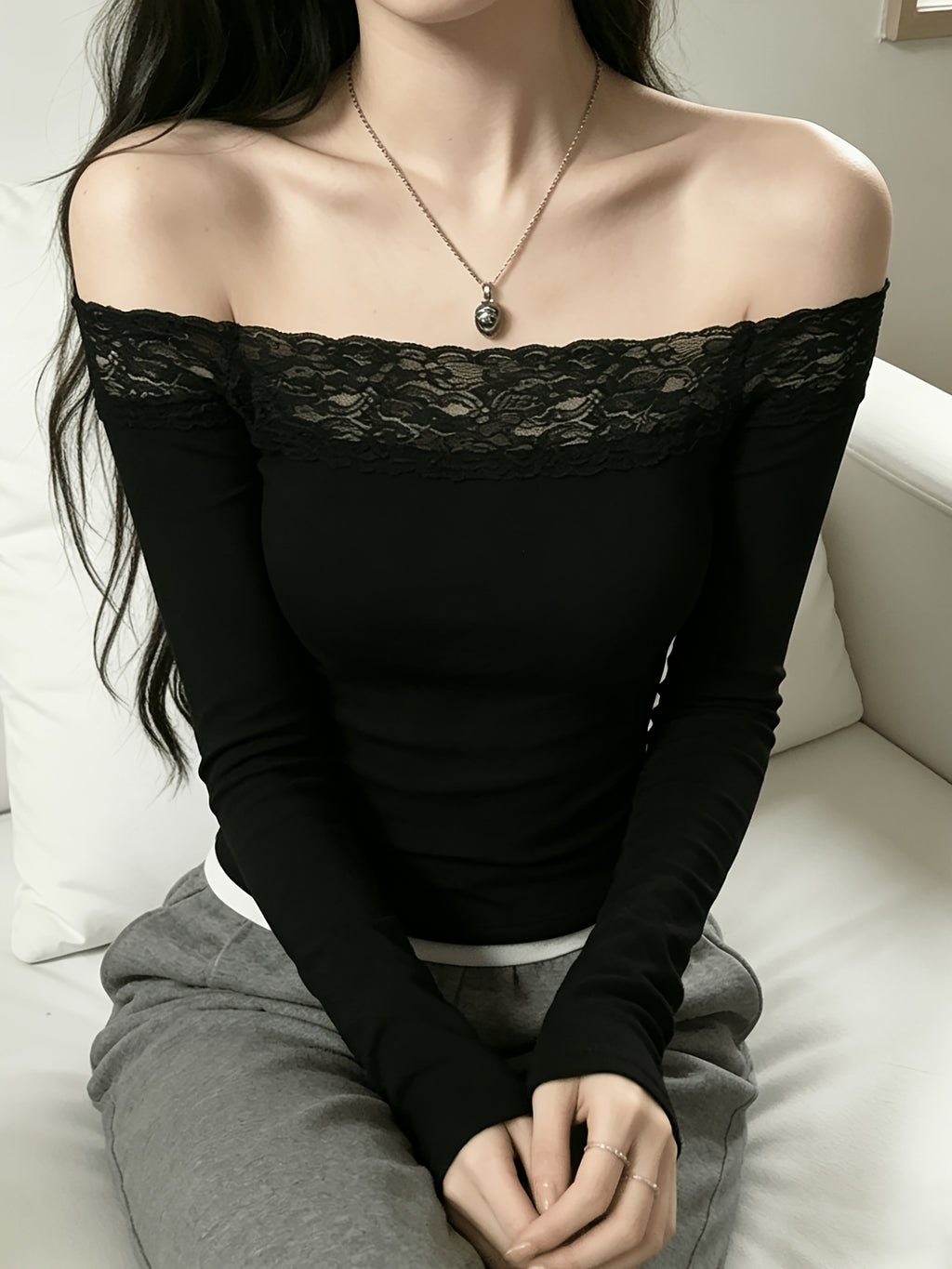 off-shoulder lace top - dresscoquette