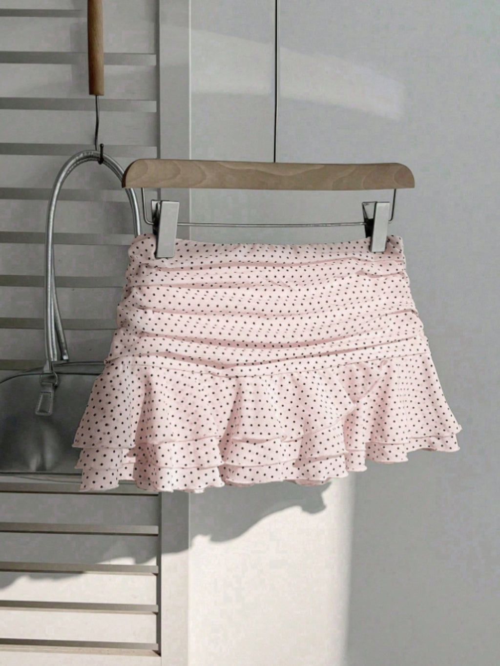 pink microskirt polka dot