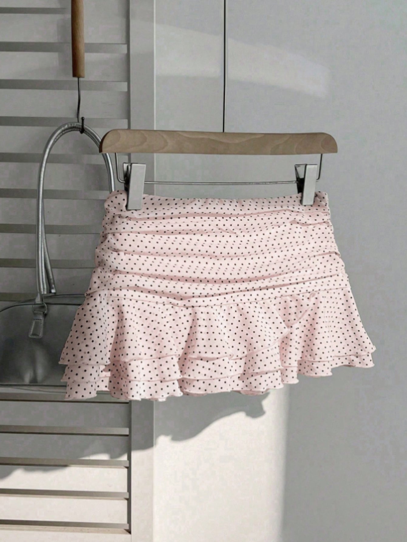 pink microskirt polka dot