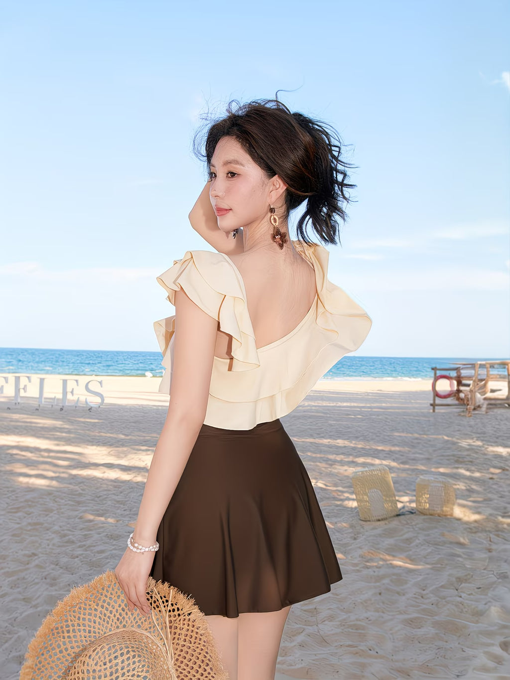 ruffle top bathing suit dress