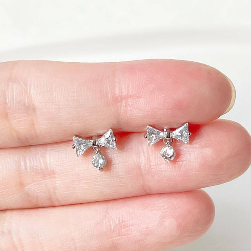 bow tie earrings with little drop
